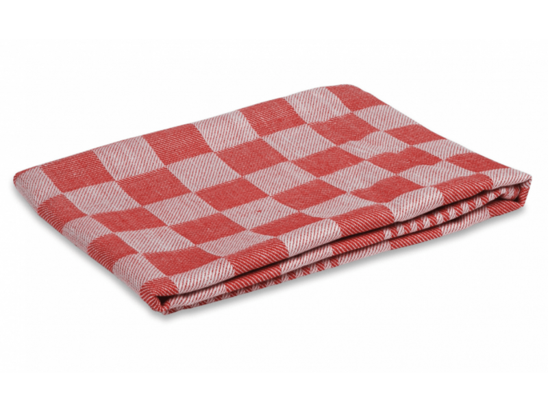 Theedoek 70x70cm Geblokt rood 6ST